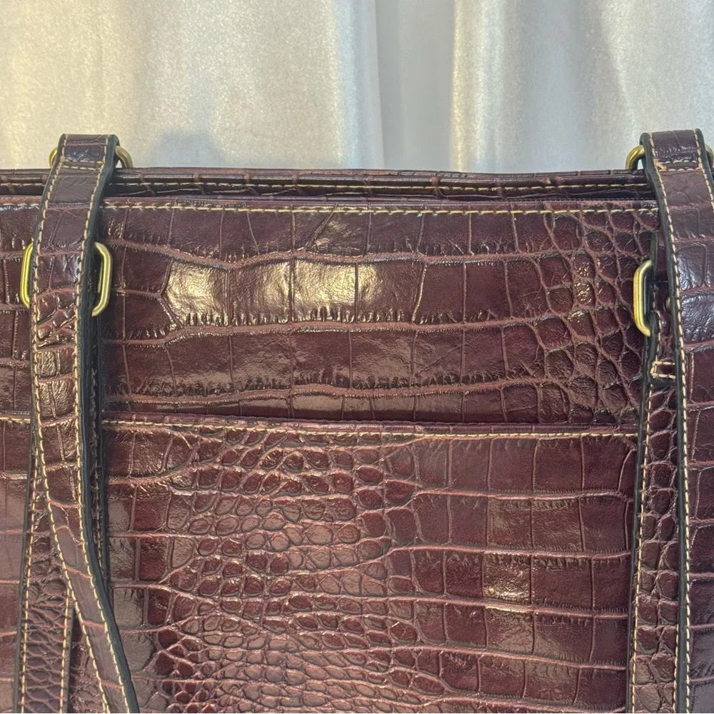 Worthington Tote Laptop Business Carry On Bag Crocodile Embossed Faux Leather
